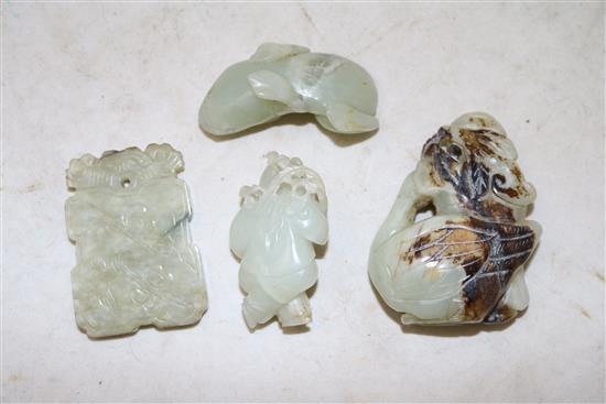 Four Chinese Celadon jade carvings, 19th/20th century, 5.3cm